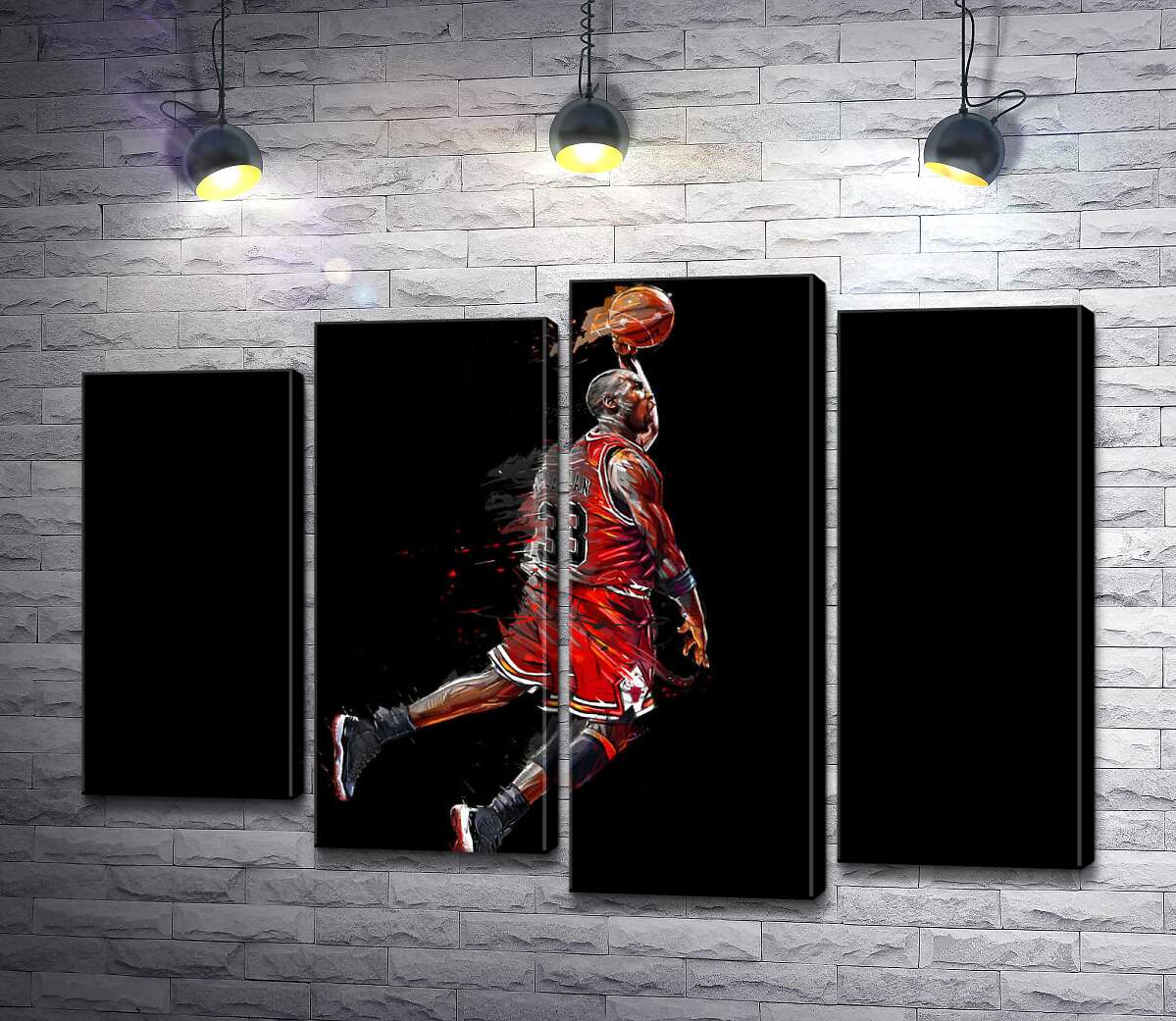 модульная картина Легендарный баскетболист, Майкл Джордан (Michael Jordan), в прыжке (Модуль №3)