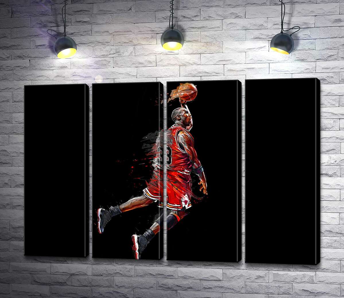 модульная картина Легендарный баскетболист, Майкл Джордан (Michael Jordan), в прыжке (Модуль №24)