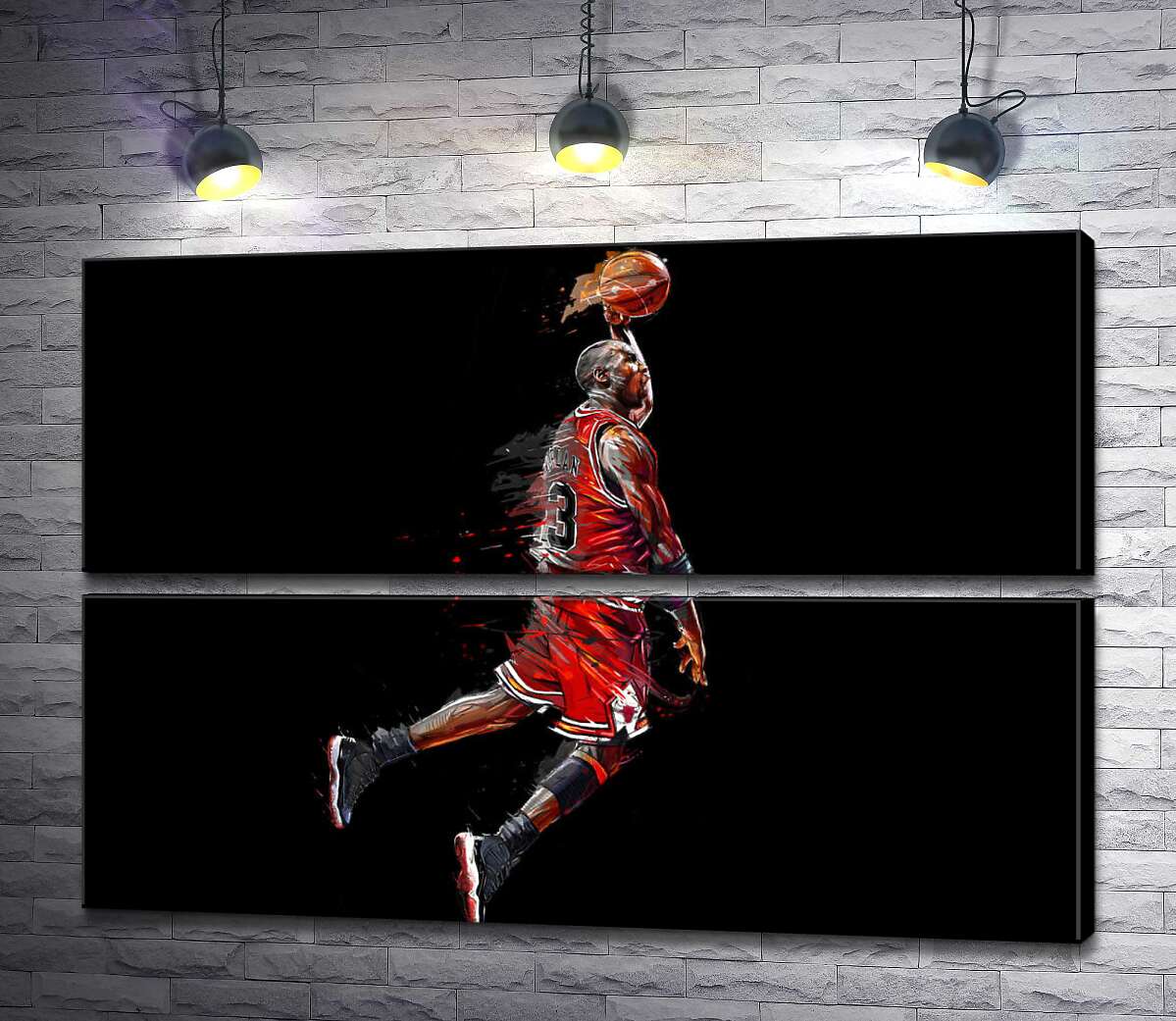 модульная картина Легендарный баскетболист, Майкл Джордан (Michael Jordan), в прыжке (Модуль №7)