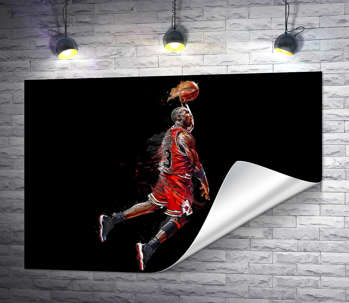 печать Легендарный баскетболист, Майкл Джордан (Michael Jordan), в прыжке