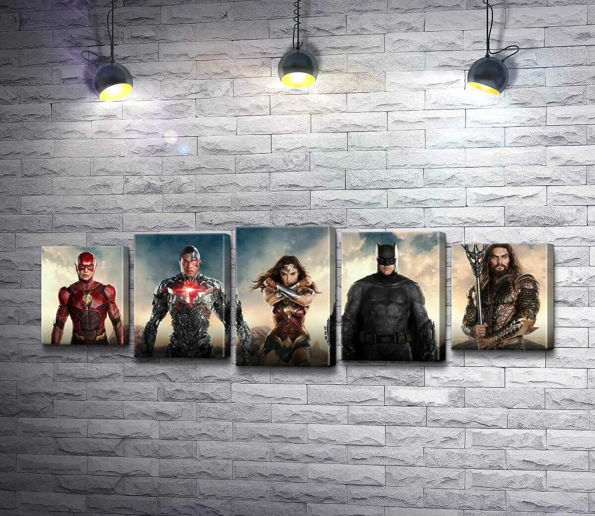 модульная картина Супергерои из фильма "Лига Справедливости" (Justice League) (Модуль №4)