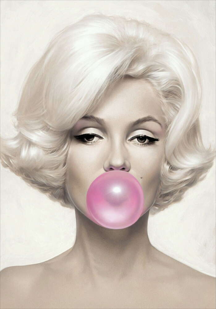 картина-постер Мэрилин Монро (Marilyn Monroe) надувает розовую жвачку
