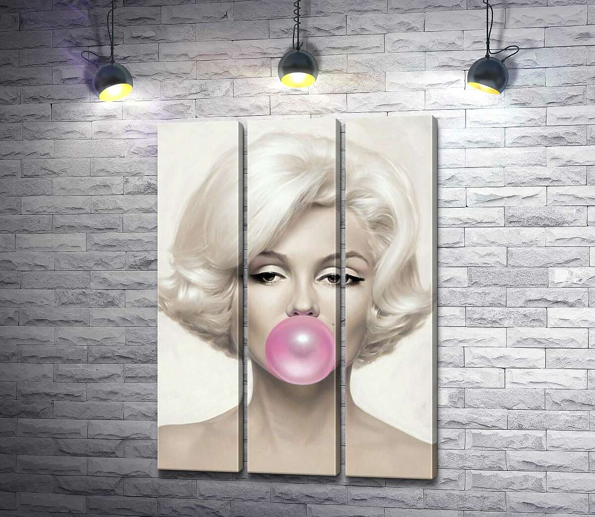 модульна картина Мерілін Монро (Marilyn Monroe) надуває рожеву жуйку (Модуль №2)