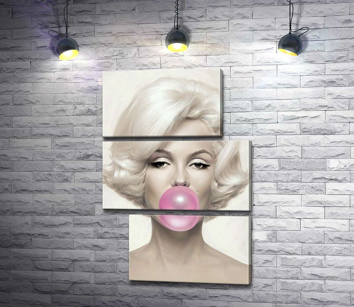 модульна картина Мерілін Монро (Marilyn Monroe) надуває рожеву жуйку (Модуль №16)