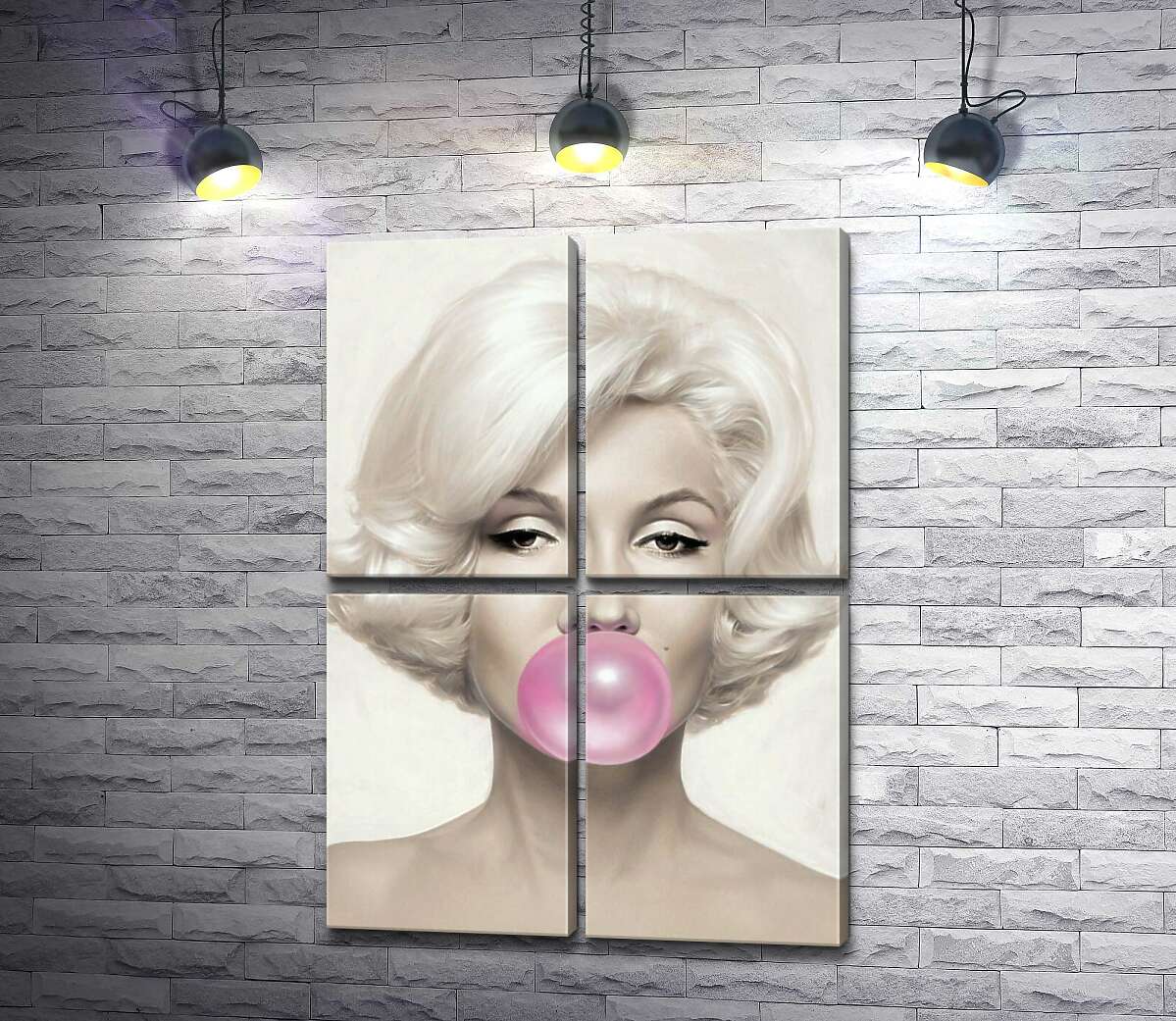 модульна картина Мерілін Монро (Marilyn Monroe) надуває рожеву жуйку (Модуль №25)