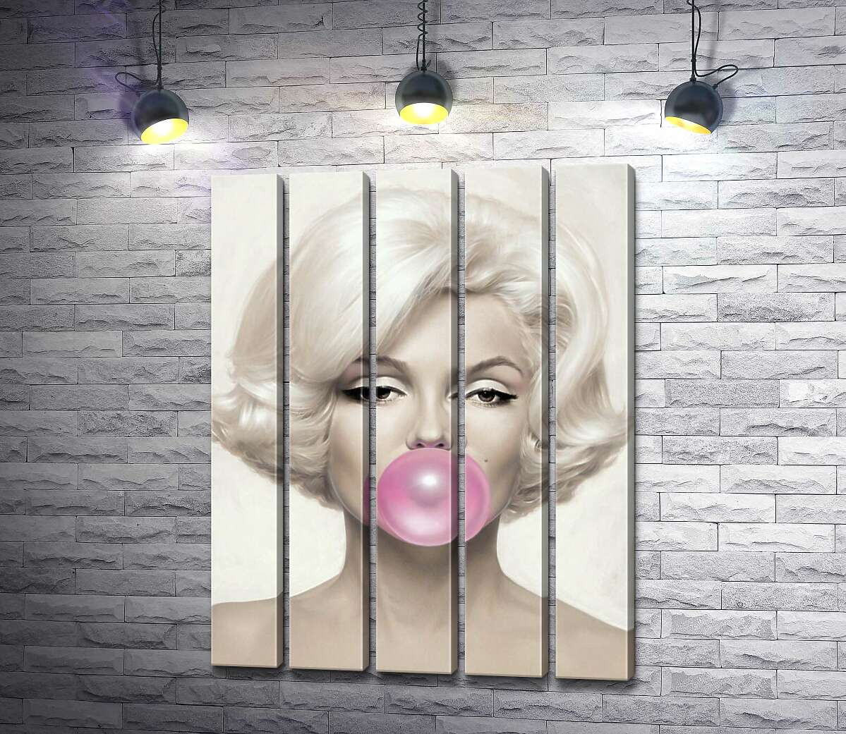 модульна картина Мерілін Монро (Marilyn Monroe) надуває рожеву жуйку (Модуль №26)