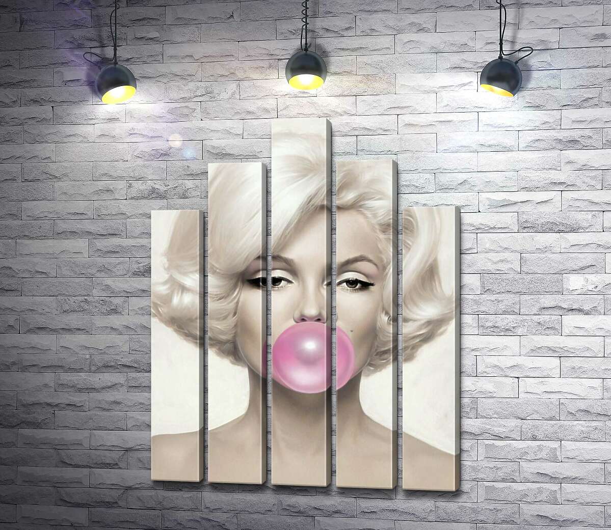 модульна картина Мерілін Монро (Marilyn Monroe) надуває рожеву жуйку (Модуль №29)