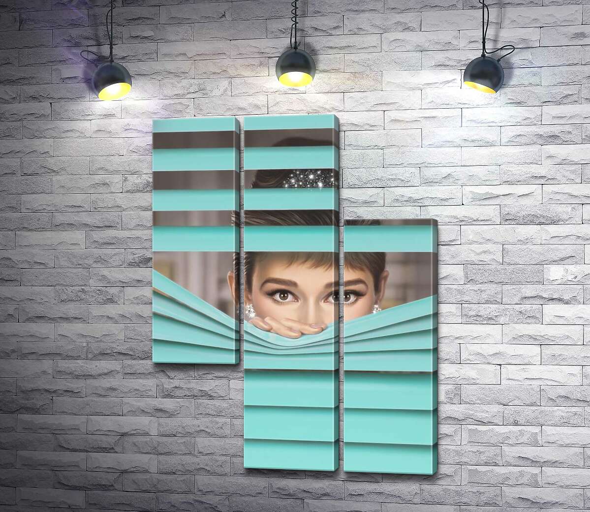 модульна картина Одрі Гепберн (Audrey Hepburn) в ролі героїні фільму "Сніданок у "Тіффані"" (Breakfast at Tiffany's) (Модуль №13)