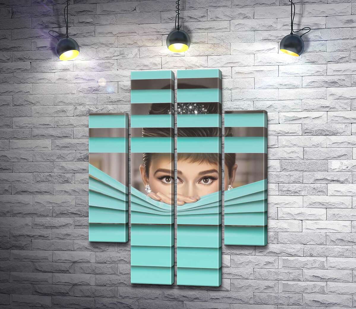 модульная картина Одри Хепбёрн (Audrey Hepburn) в роли героини фильма "Завтрак у Тиффани" (Breakfast at Tiffany's) (Модуль №20)