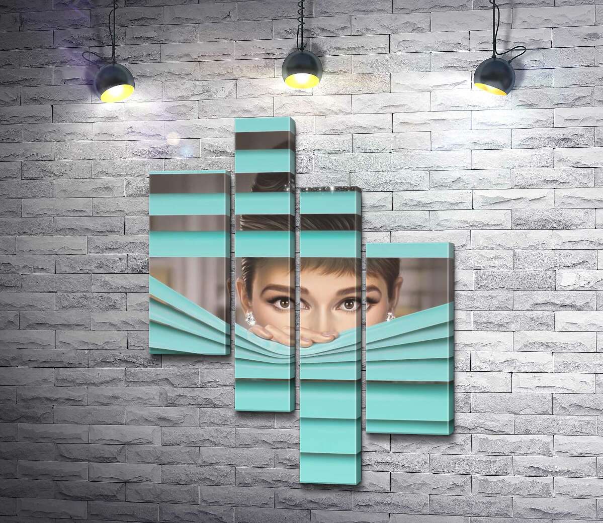 модульная картина Одри Хепбёрн (Audrey Hepburn) в роли героини фильма "Завтрак у Тиффани" (Breakfast at Tiffany's) (Модуль №21)