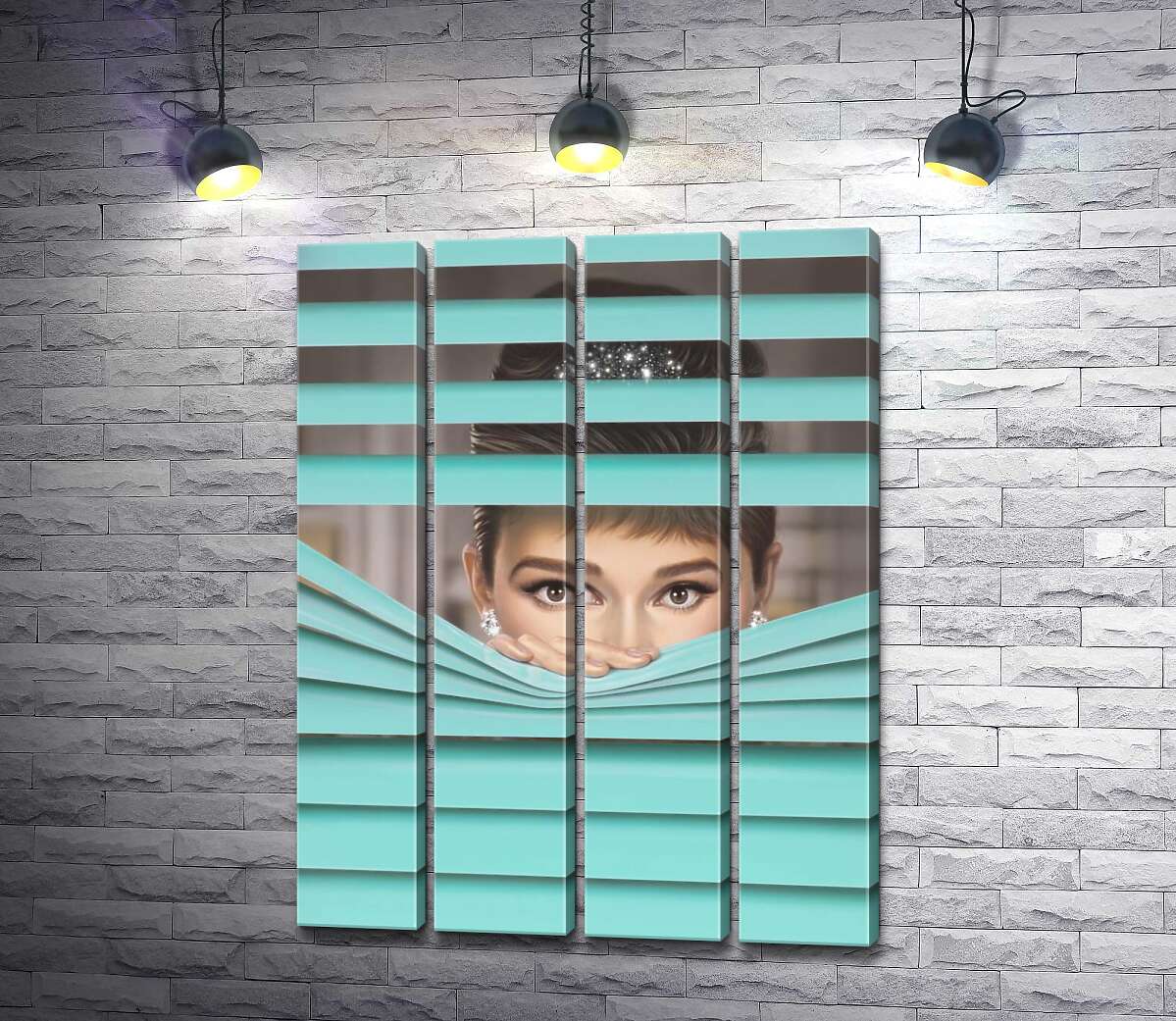 модульная картина Одри Хепбёрн (Audrey Hepburn) в роли героини фильма "Завтрак у Тиффани" (Breakfast at Tiffany's) (Модуль №24)