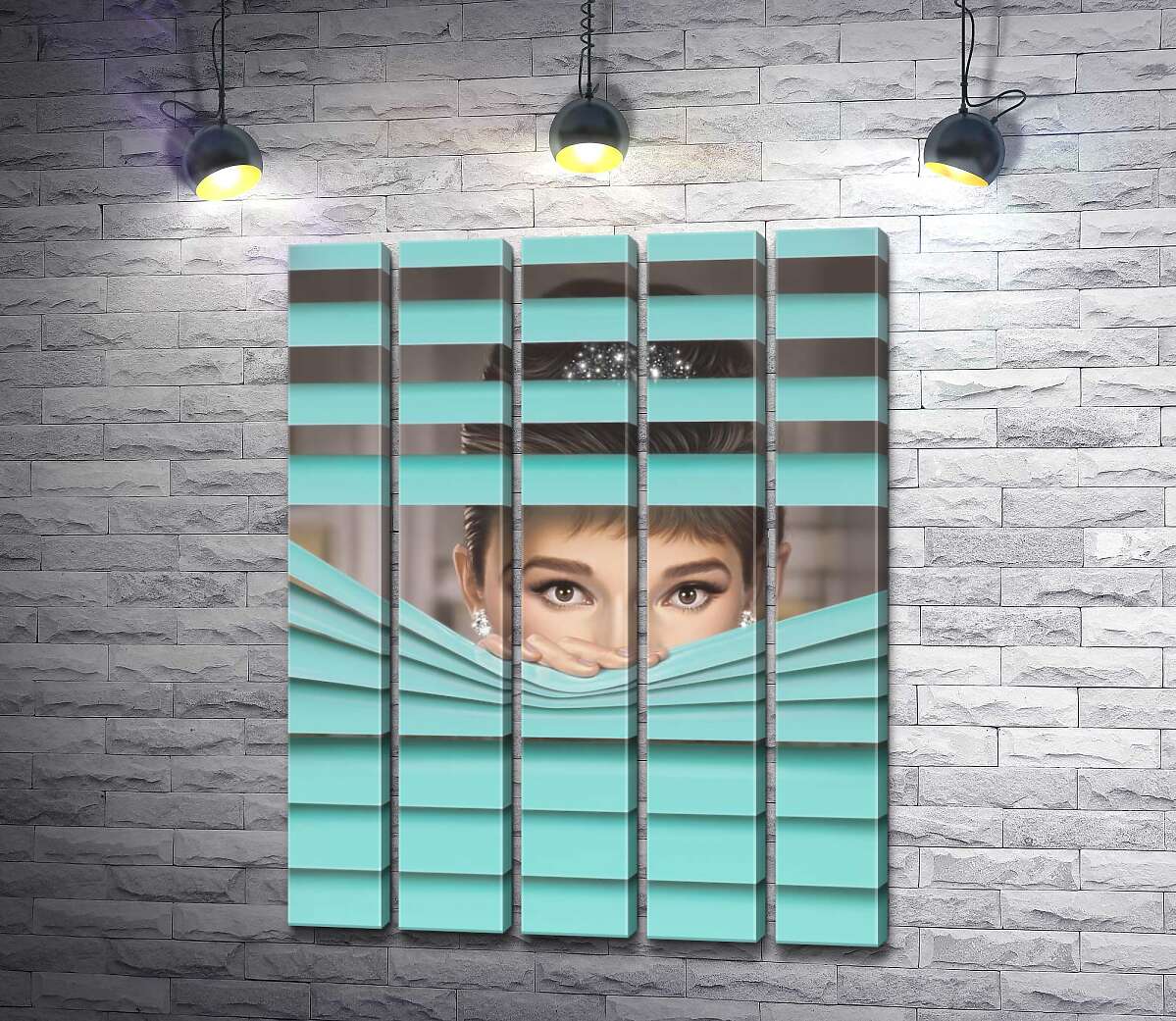 модульная картина Одри Хепбёрн (Audrey Hepburn) в роли героини фильма "Завтрак у Тиффани" (Breakfast at Tiffany's) (Модуль №26)