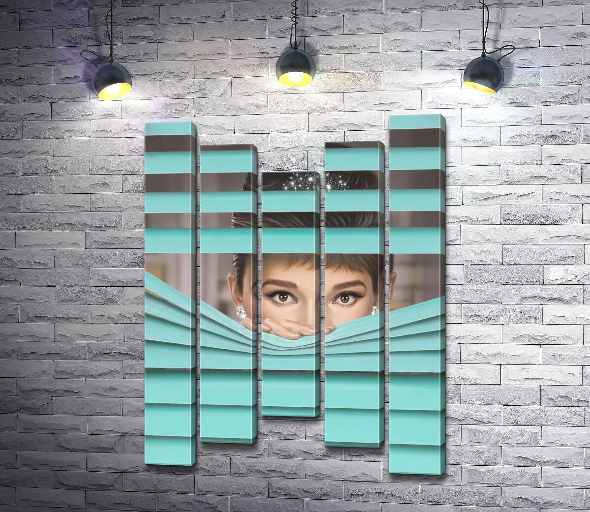 модульная картина Одри Хепбёрн (Audrey Hepburn) в роли героини фильма "Завтрак у Тиффани" (Breakfast at Tiffany's) (Модуль №27)