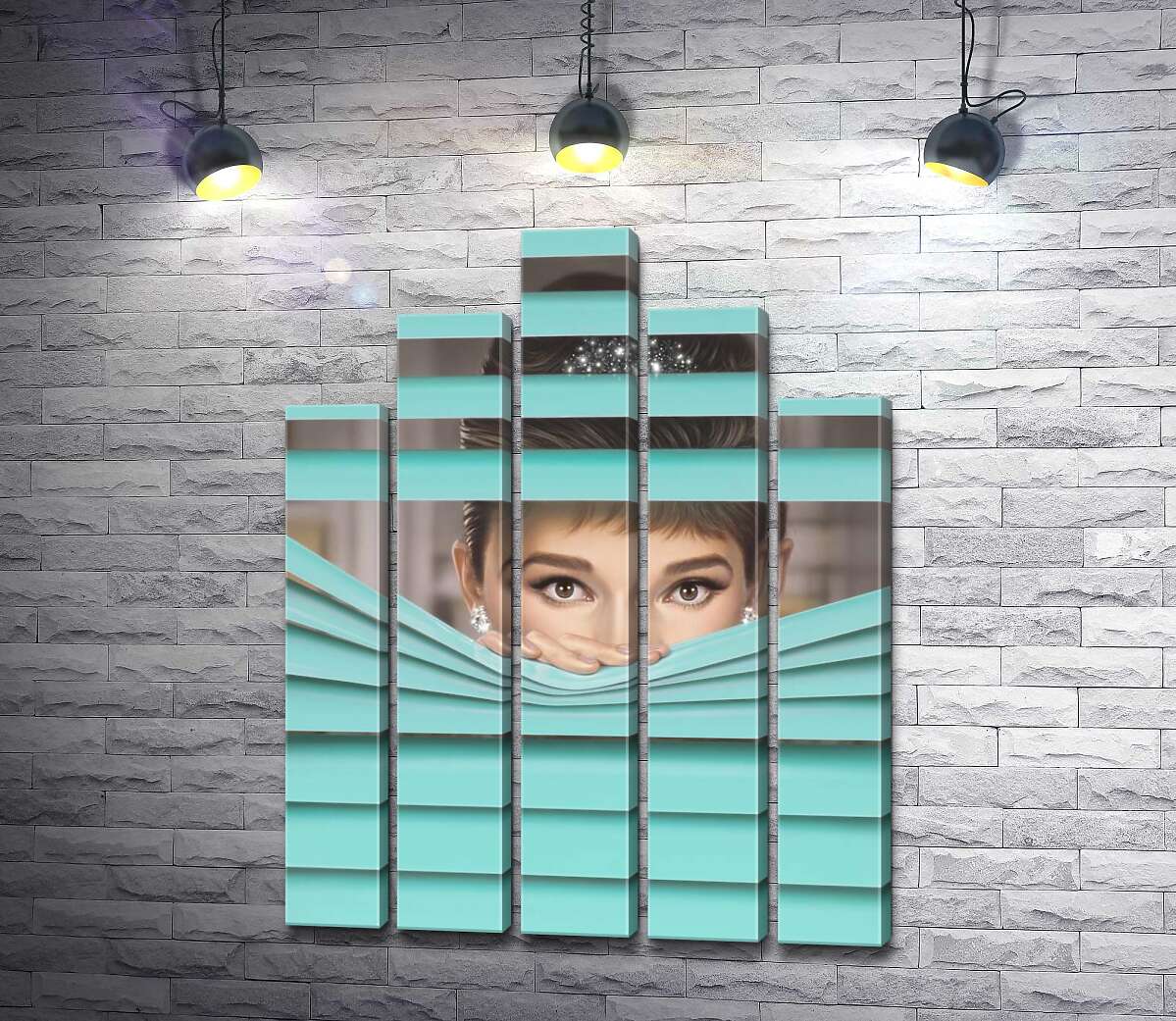 модульная картина Одри Хепбёрн (Audrey Hepburn) в роли героини фильма "Завтрак у Тиффани" (Breakfast at Tiffany's) (Модуль №29)