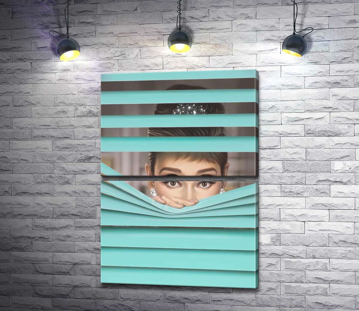 модульна картина Одрі Гепберн (Audrey Hepburn) в ролі героїні фільму "Сніданок у "Тіффані"" (Breakfast at Tiffany's) (Модуль №7)