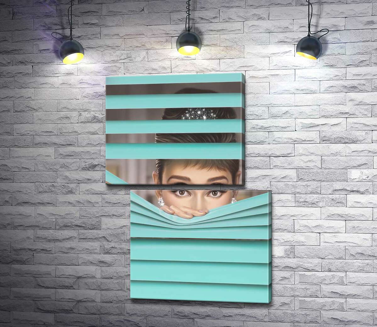 модульна картина Одрі Гепберн (Audrey Hepburn) в ролі героїні фільму "Сніданок у "Тіффані"" (Breakfast at Tiffany's) (Модуль №8)