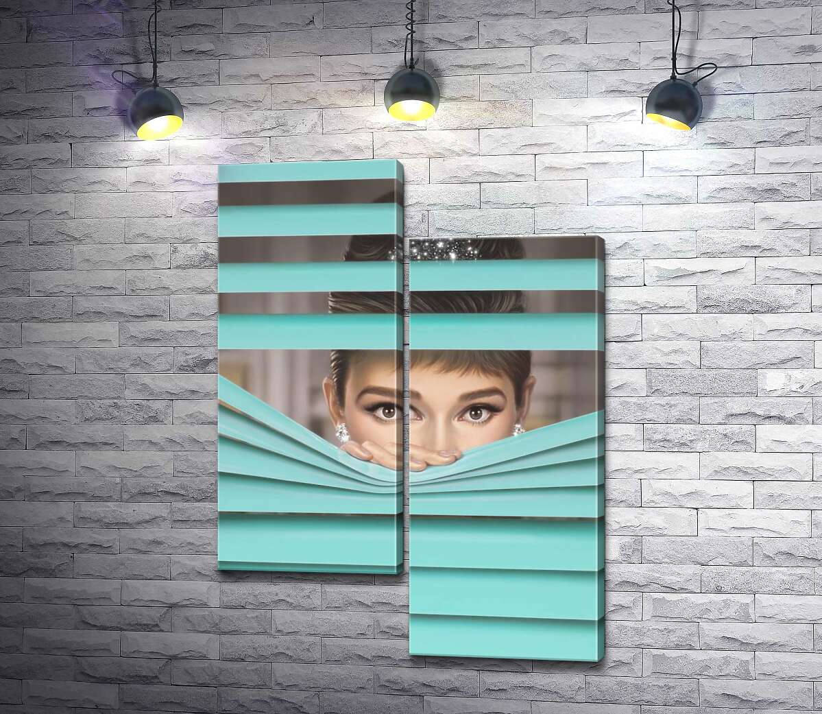 модульная картина Одри Хепбёрн (Audrey Hepburn) в роли героини фильма "Завтрак у Тиффани" (Breakfast at Tiffany's) (Модуль №9)