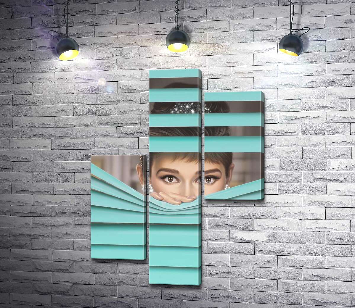 модульна картина Одрі Гепберн (Audrey Hepburn) в ролі героїні фільму "Сніданок у "Тіффані"" (Breakfast at Tiffany's) (Модуль №12)