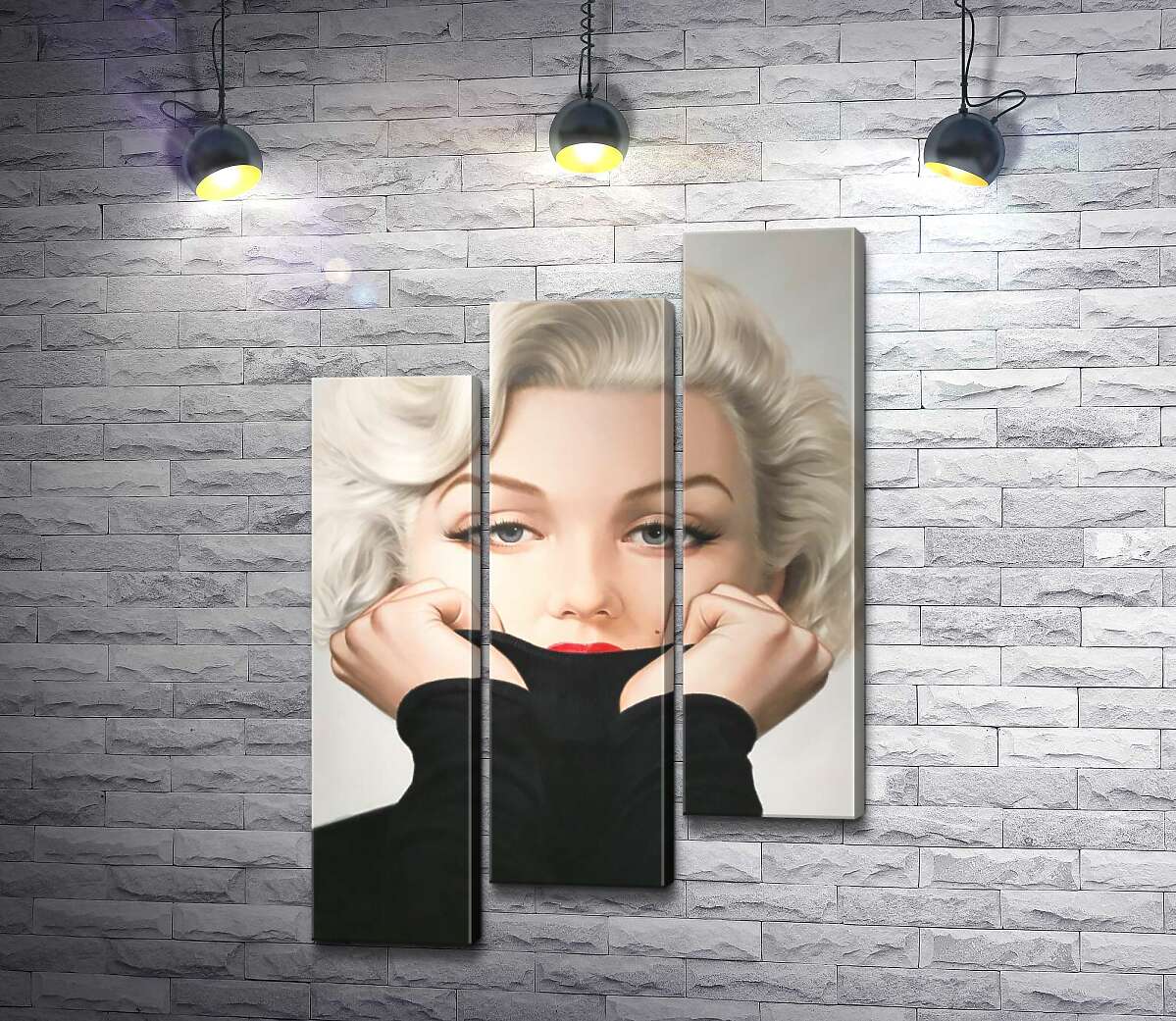 модульна картина Ніжний портрет Мерілін Монро (Marilyn Monroe) у чорному светрі (Модуль №14)