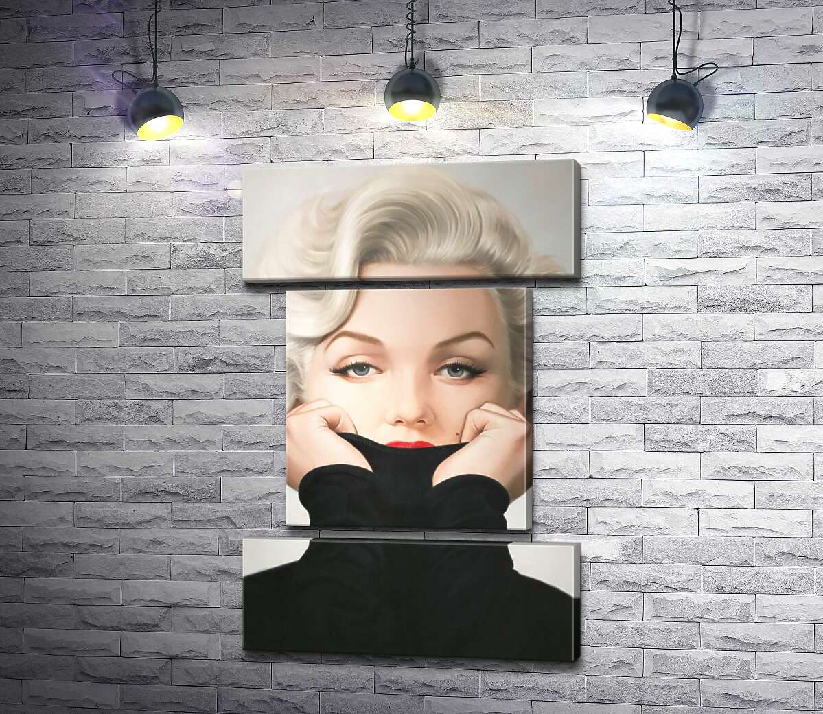 модульная картина Нежный портрет Мэрилин Монро (Marilyn Monroe) в черном свитере (Модуль №18)