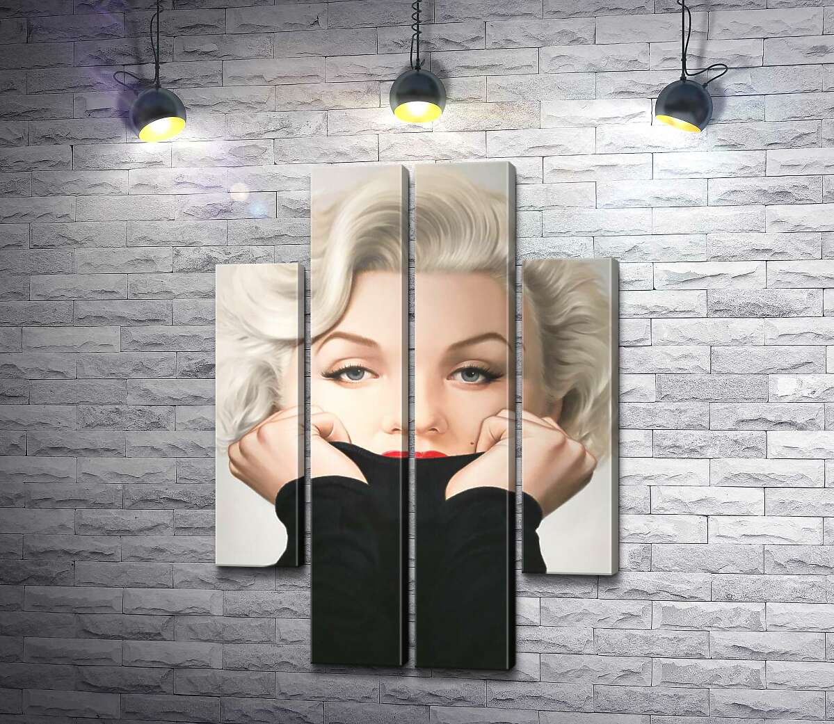 модульная картина Нежный портрет Мэрилин Монро (Marilyn Monroe) в черном свитере (Модуль №20)