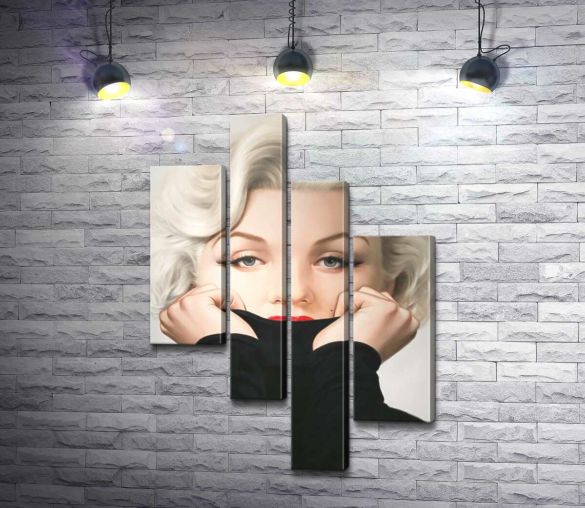 модульная картина Нежный портрет Мэрилин Монро (Marilyn Monroe) в черном свитере (Модуль №21)
