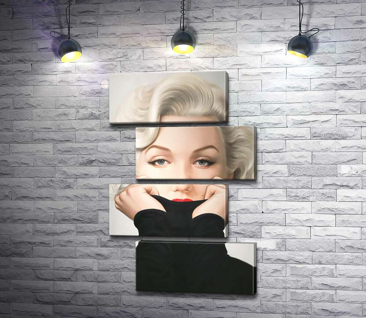 модульная картина Нежный портрет Мэрилин Монро (Marilyn Monroe) в черном свитере (Модуль №23)