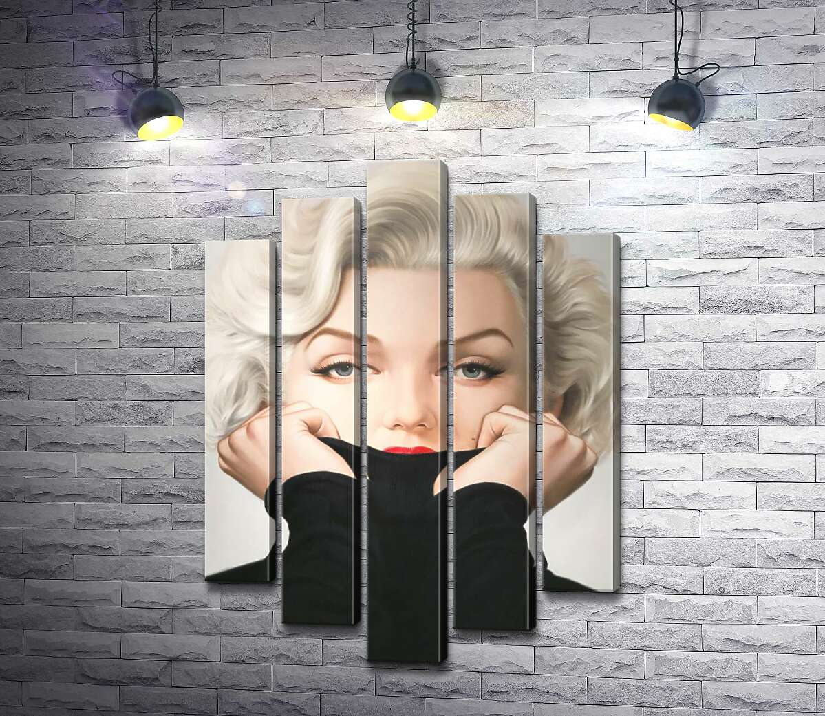 модульная картина Нежный портрет Мэрилин Монро (Marilyn Monroe) в черном свитере (Модуль №4)