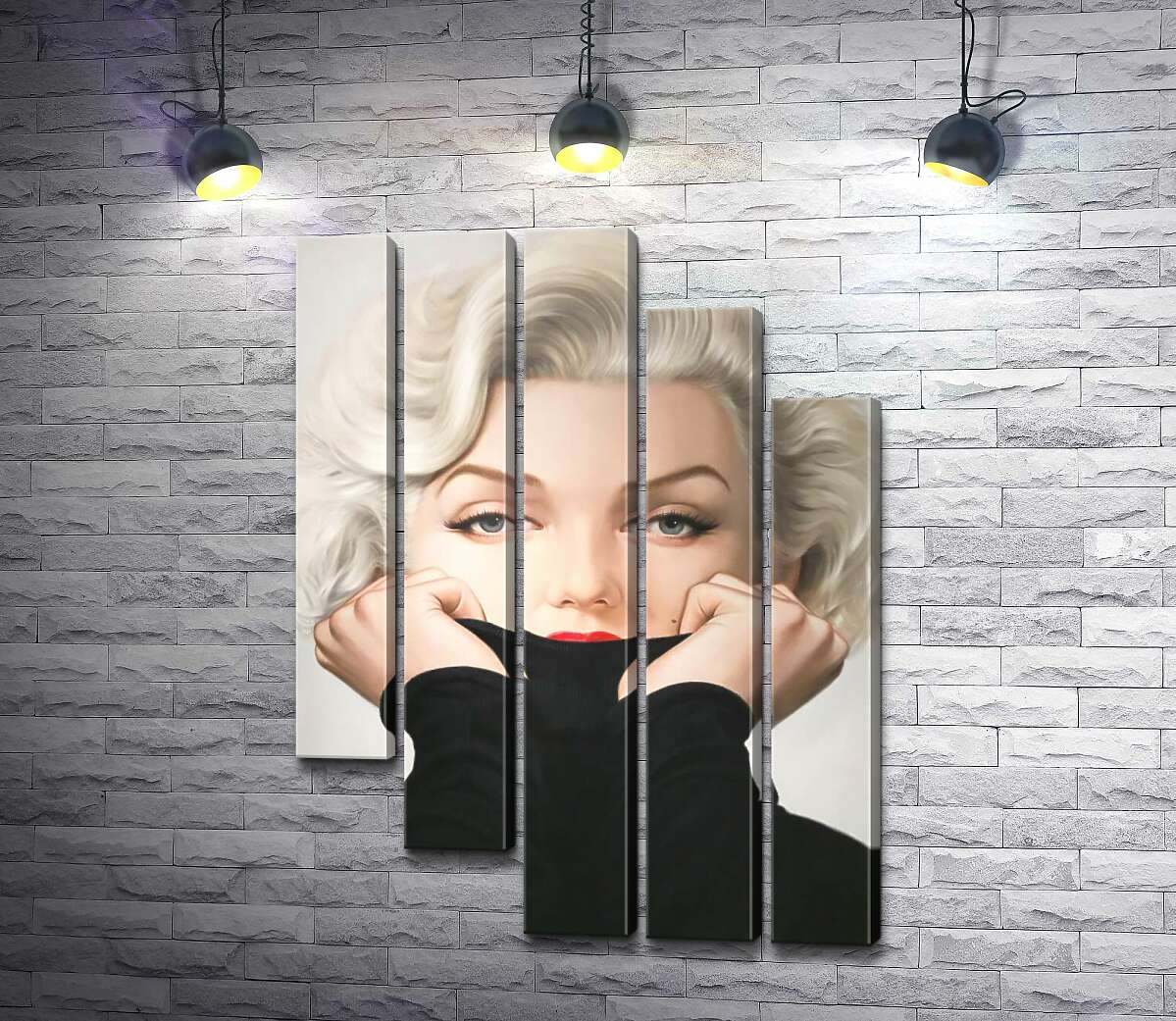 модульная картина Нежный портрет Мэрилин Монро (Marilyn Monroe) в черном свитере (Модуль №28)