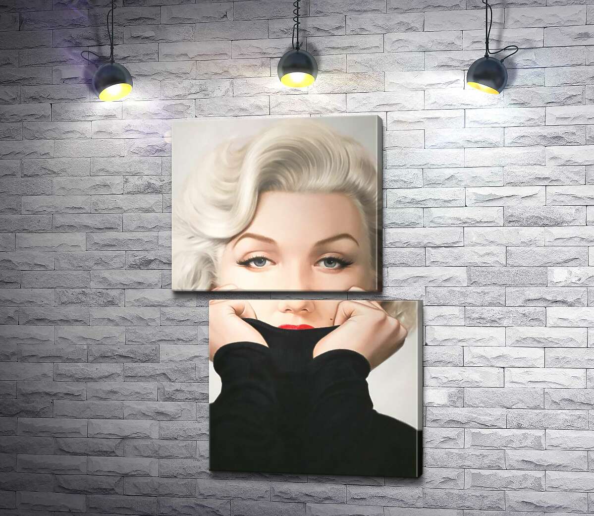 модульна картина Ніжний портрет Мерілін Монро (Marilyn Monroe) у чорному светрі (Модуль №8)