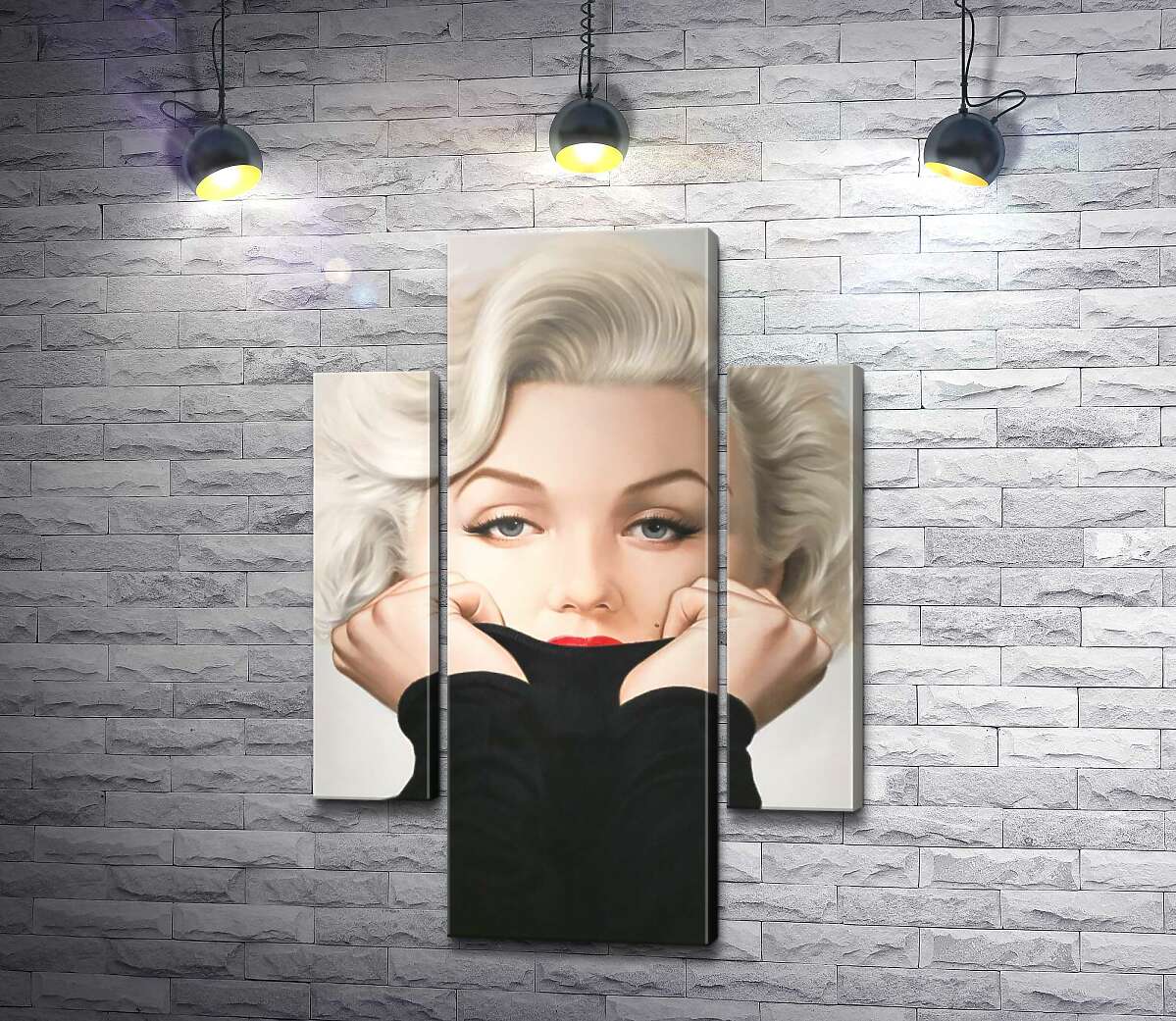 модульна картина Ніжний портрет Мерілін Монро (Marilyn Monroe) у чорному светрі (Модуль №5)