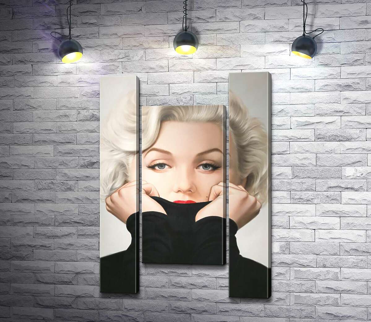 модульна картина Ніжний портрет Мерілін Монро (Marilyn Monroe) у чорному светрі (Модуль №11)
