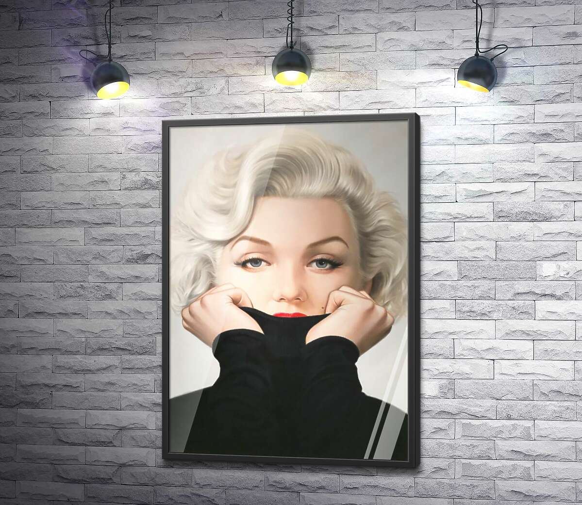 постер Ніжний портрет Мерілін Монро (Marilyn Monroe) у чорному светрі