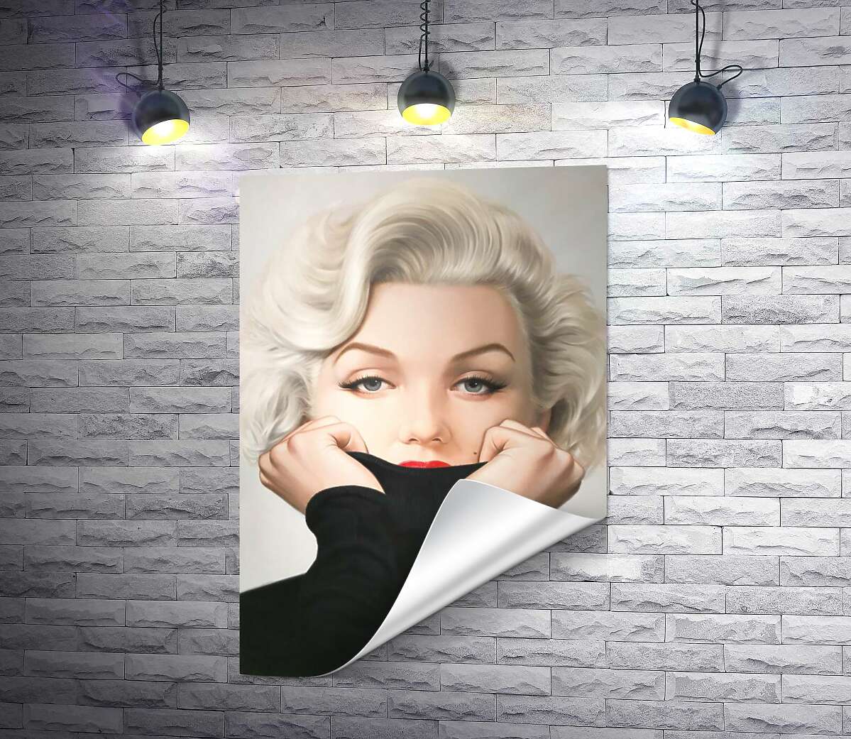 друк Ніжний портрет Мерілін Монро (Marilyn Monroe) у чорному светрі