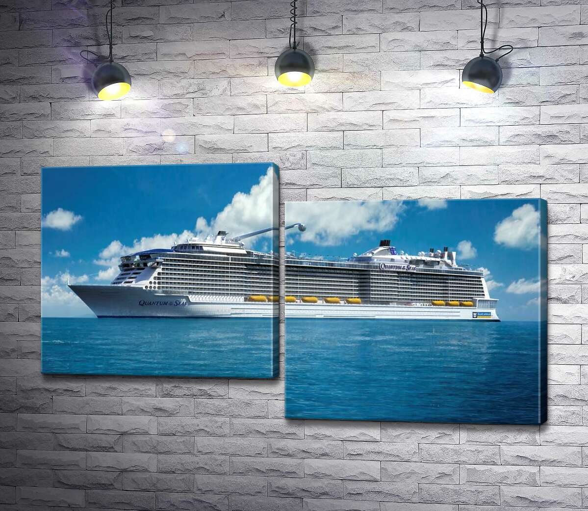 модульная картина Круизное судно "Quantum of the Seas" плывет спокойными водами океана (Модуль №9)
