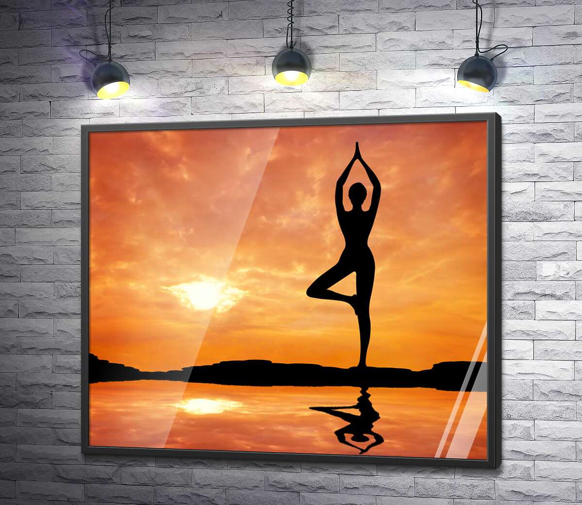 постер Силуэт девушки в позе йоги