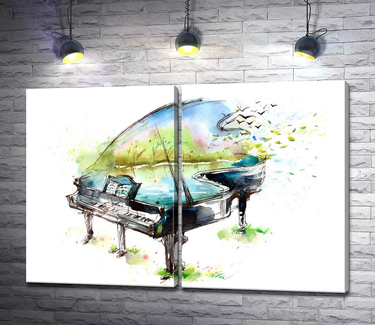 модульная картина Нежная голубизна озера в рояле