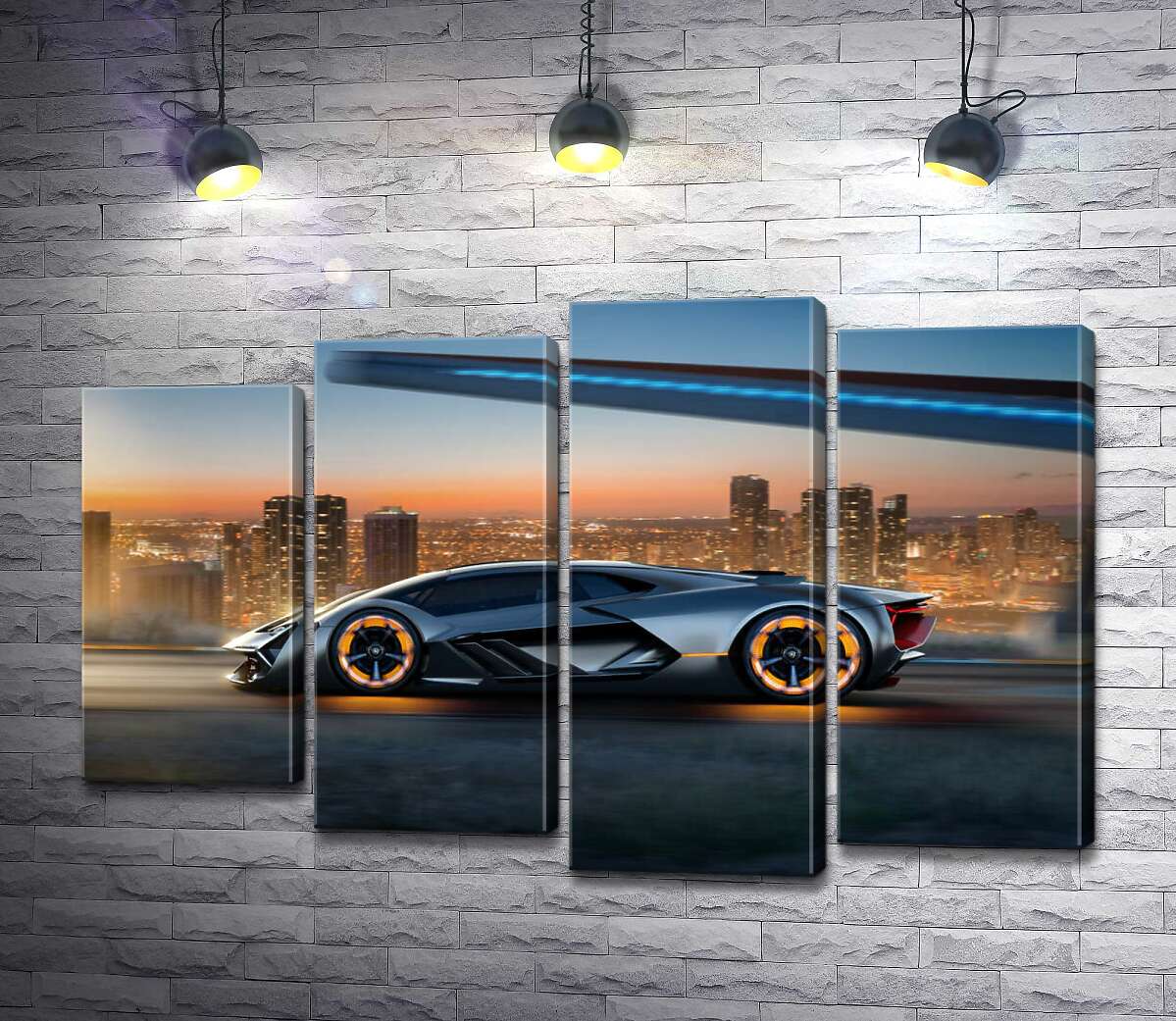 модульная картина Инновационная модель электромобиля Ламборгини (Lamborghini Terzo Millennio) (Модуль №3)