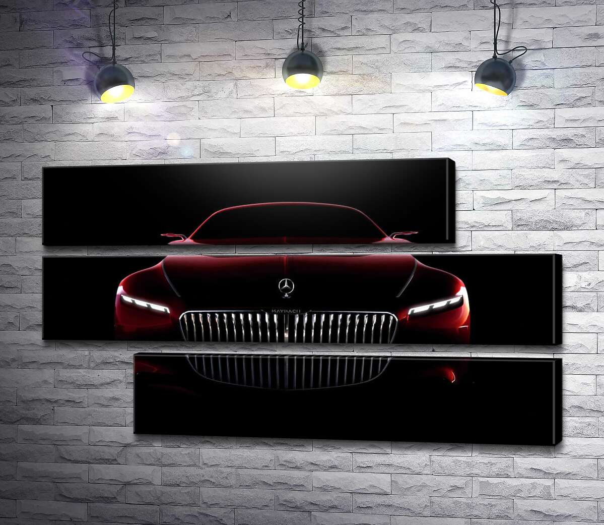 модульна картина Червоний силует автомобіля Mercedes-Maybach S-Class (Модуль №16)