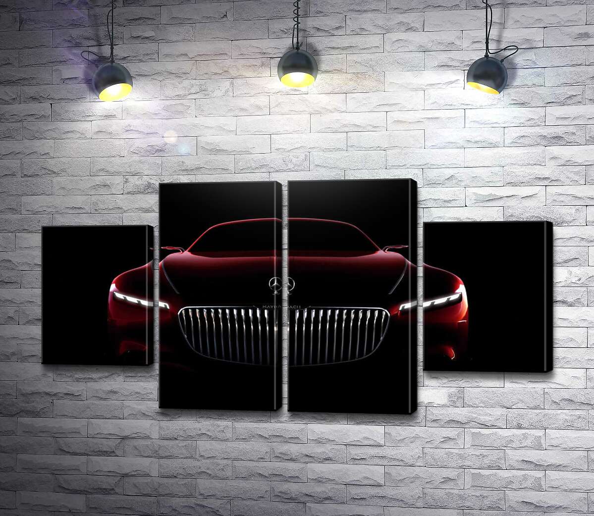 модульная картина Красный силуэт автомобиля Mercedes-Maybach S-Class (Модуль №20)