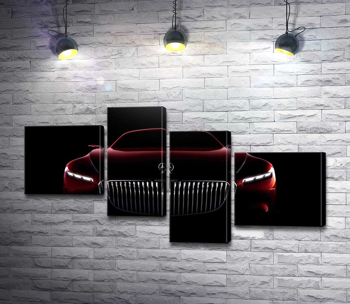 модульная картина Красный силуэт автомобиля Mercedes-Maybach S-Class (Модуль №21)