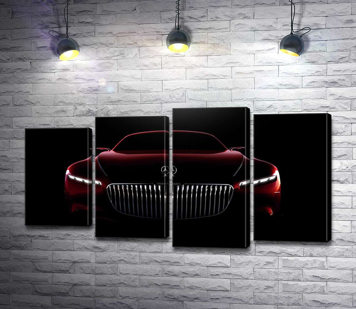 модульна картина Червоний силует автомобіля Mercedes-Maybach S-Class (Модуль №3)