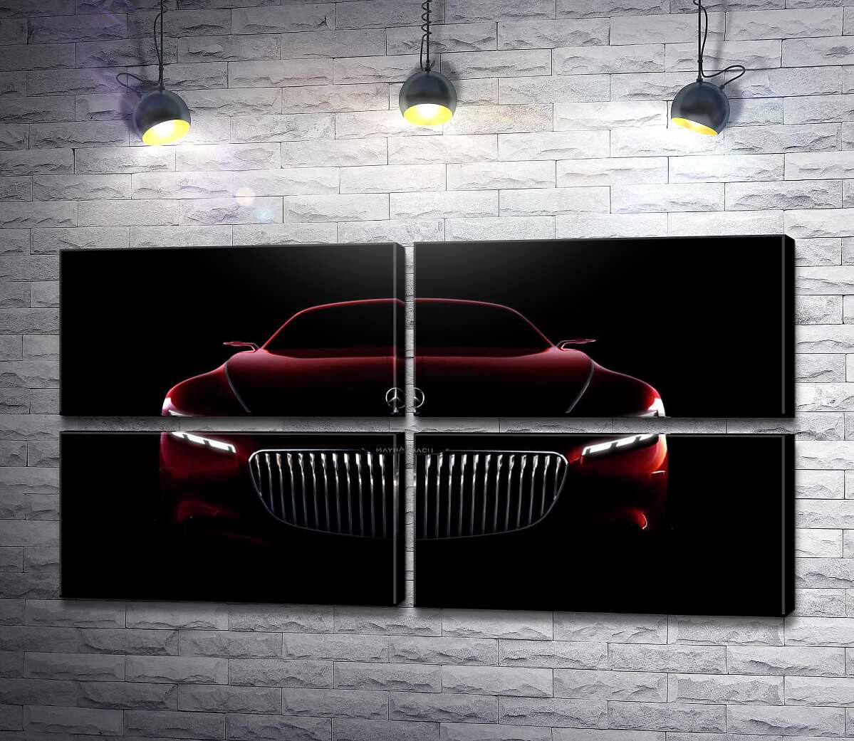 модульна картина Червоний силует автомобіля Mercedes-Maybach S-Class (Модуль №25)