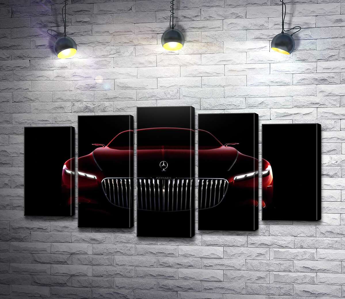 модульна картина Червоний силует автомобіля Mercedes-Maybach S-Class (Модуль №4)