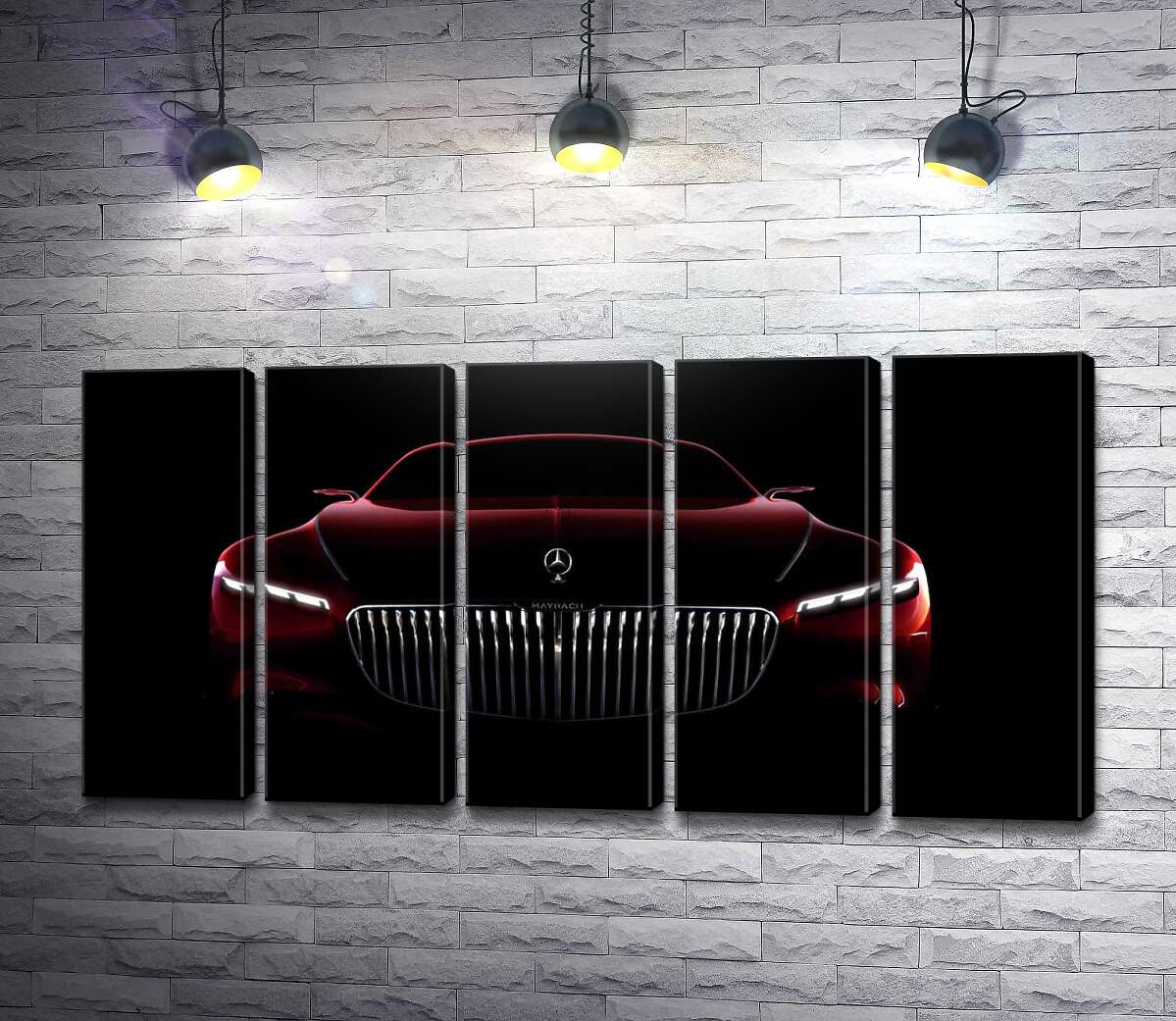 модульная картина Красный силуэт автомобиля Mercedes-Maybach S-Class (Модуль №26)