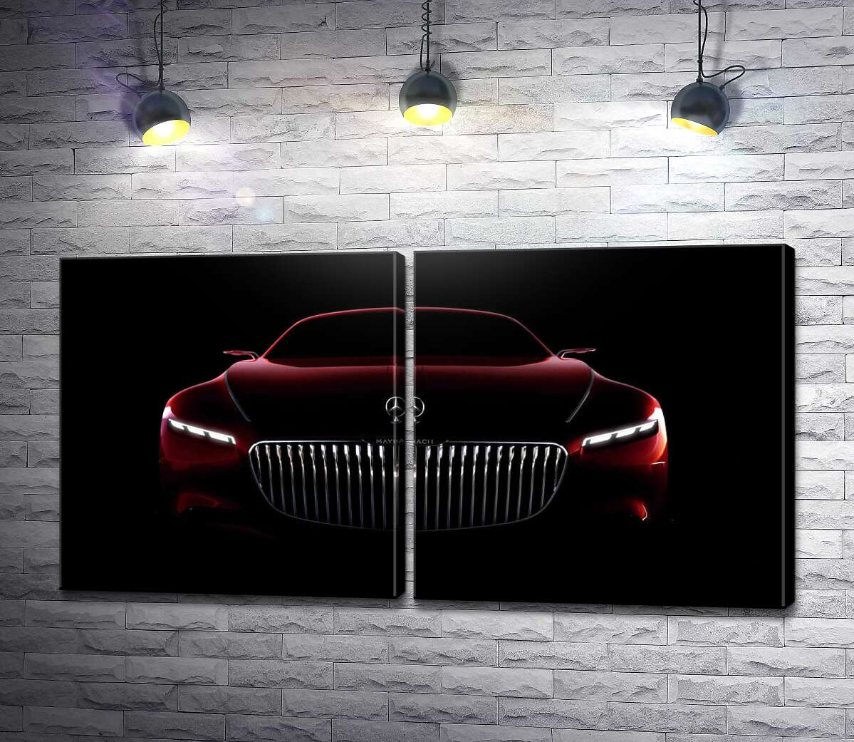 модульна картина Червоний силует автомобіля Mercedes-Maybach S-Class