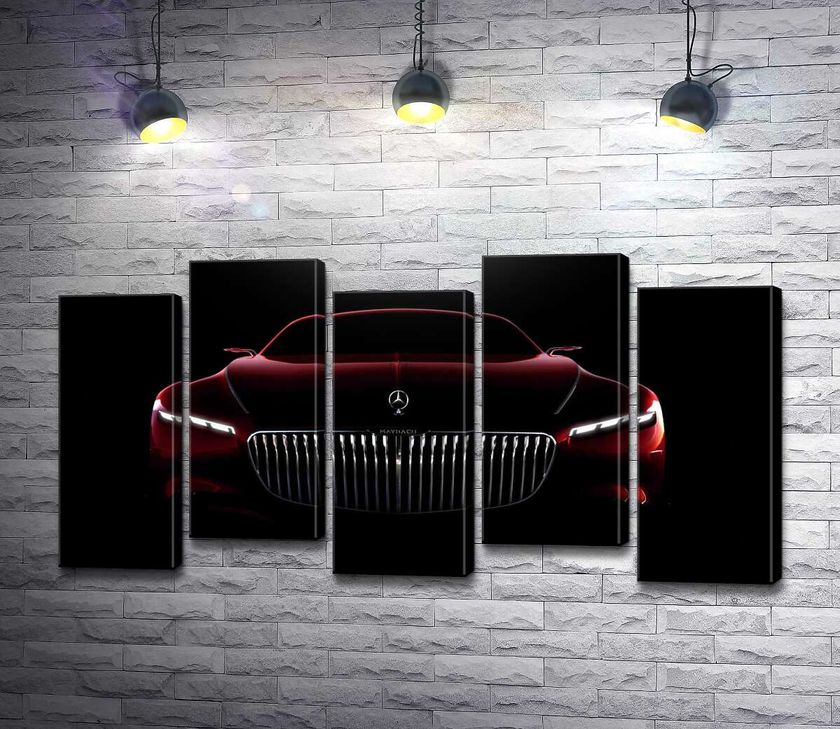 модульная картина Красный силуэт автомобиля Mercedes-Maybach S-Class (Модуль №30)