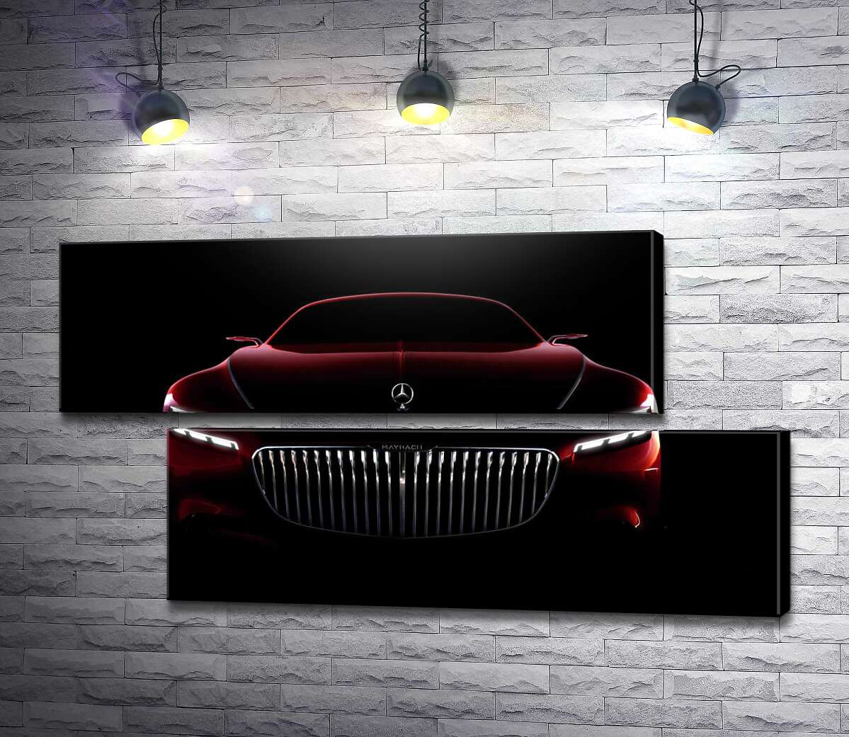 модульная картина Красный силуэт автомобиля Mercedes-Maybach S-Class (Модуль №8)