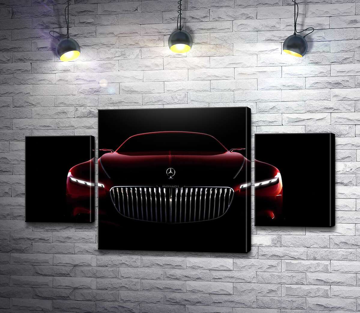 модульная картина Красный силуэт автомобиля Mercedes-Maybach S-Class (Модуль №5)