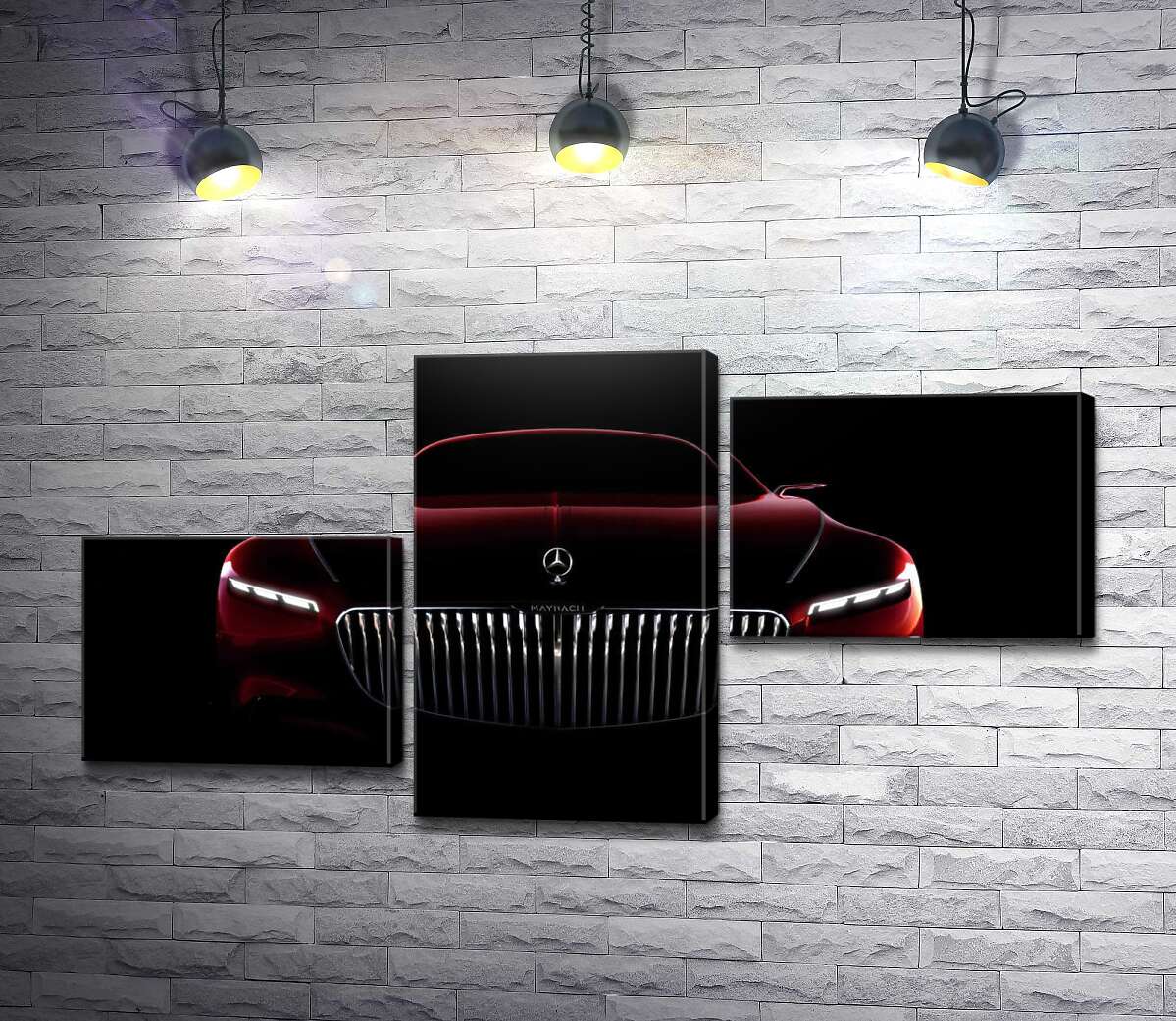 модульная картина Красный силуэт автомобиля Mercedes-Maybach S-Class (Модуль №12)